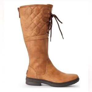 UGG Elsa Deco Quilted boot suede high lace up sheepskin Plush boots 8.5